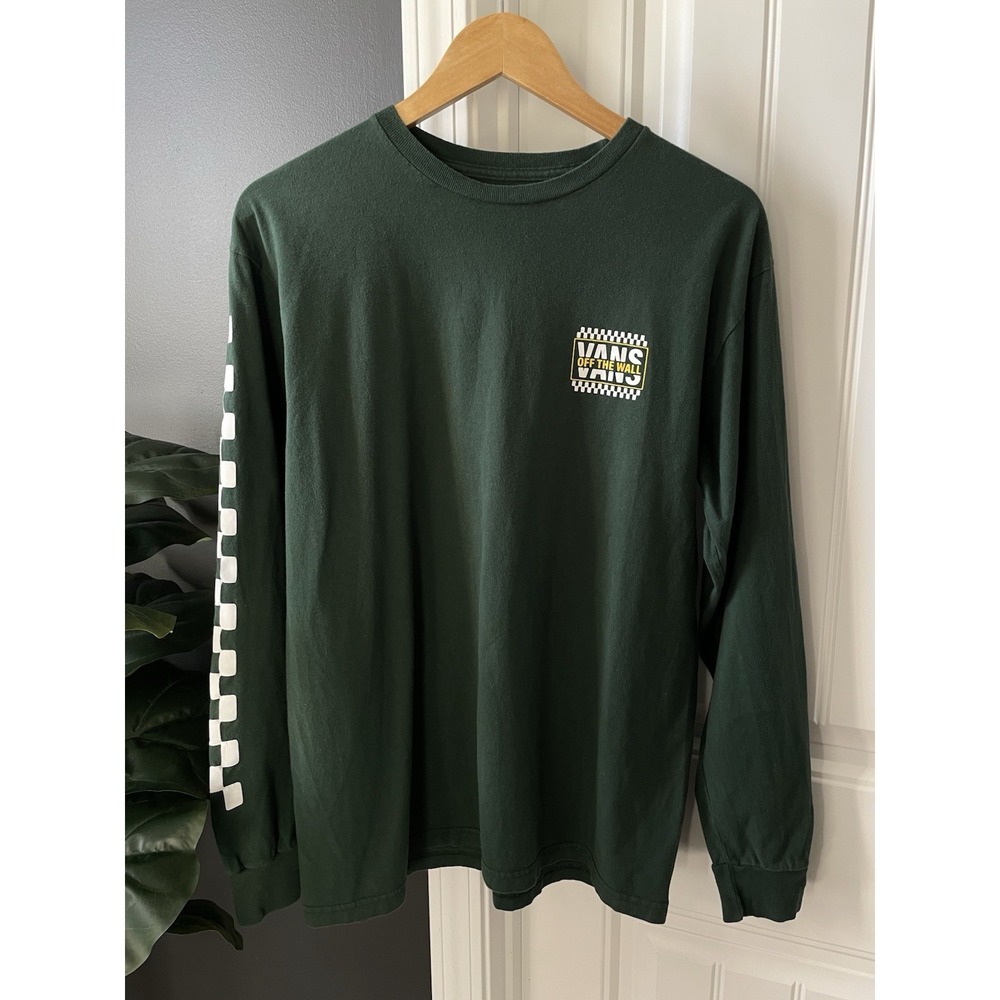 VANS Off the Wall Checkerboard L/S Shirt Green | Medium | Classic Fit | Skater